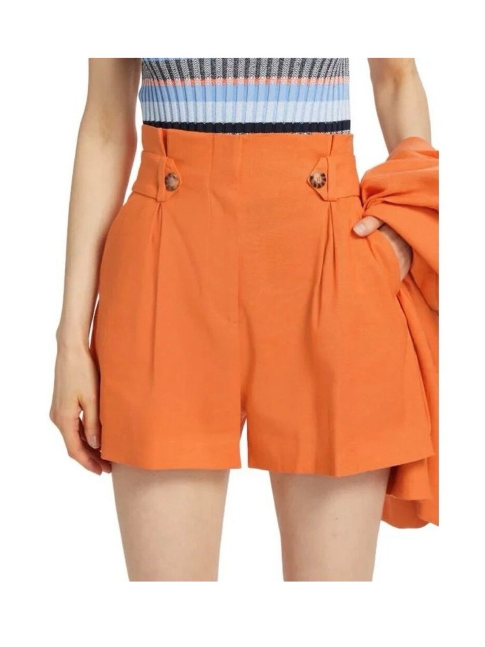 Veronica Beard Orange Pleated Franzi Shorts sz 4